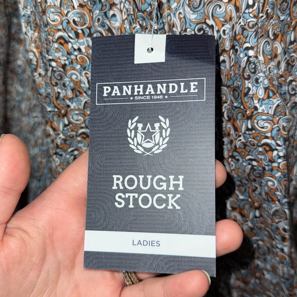 Woman Panhandle Rough Stock Button Western Shirt large western print flex tech - Picture 3 of 7